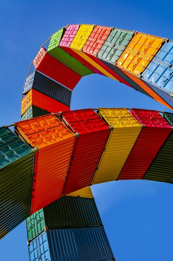 iso, container, transport, haulage, load, summer, nature, industrial, sea, sky, trade, colors, export, freight, nautical, ship, port, cargo, loading, storage, shipment, import, garish, delivery