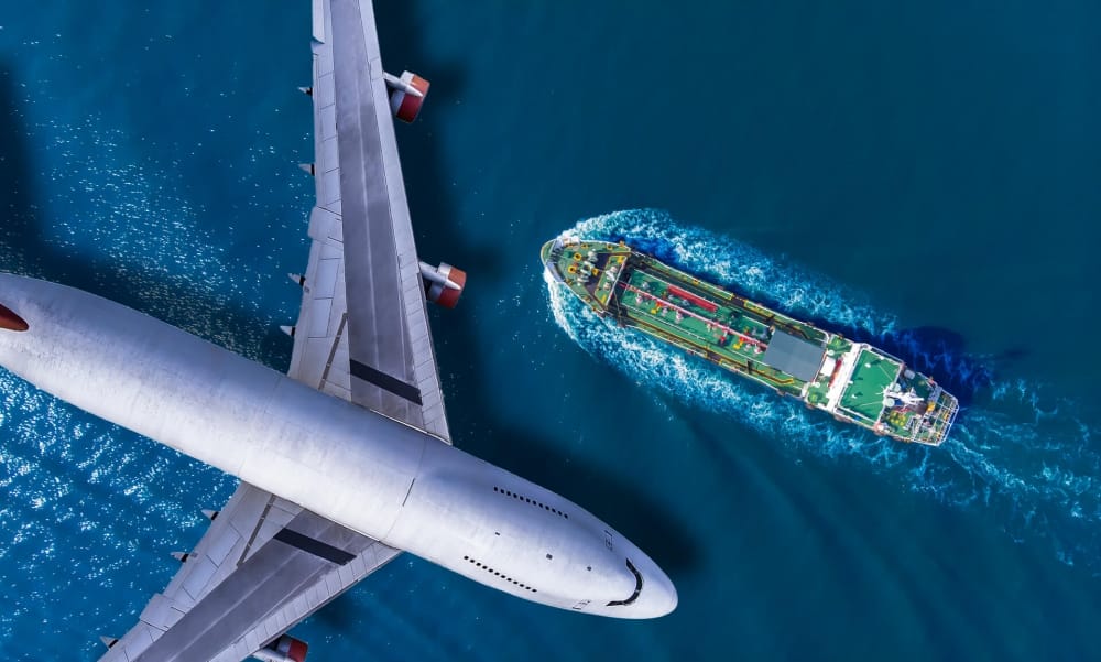 Buque portacontenedores realizando transporte marítimo internacional para operaciones de importación